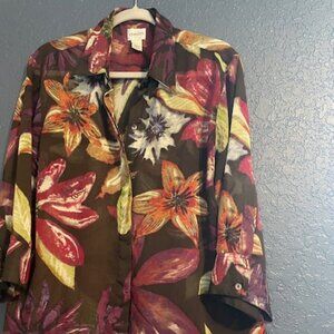 Chico's brown & floral blouse